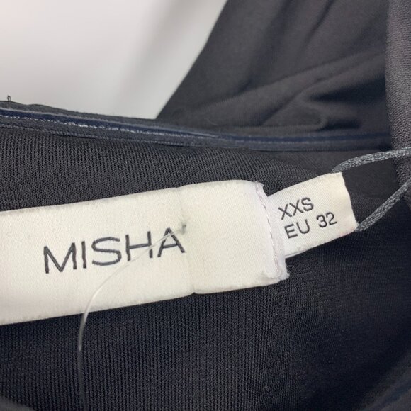 Revolve Misha Dress Clotilde Black One Shoulder Long Sleeve Ruched - Picture 6 of 14